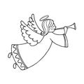 Cute flying angel with flute