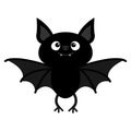 Cute flying bat. Happy Halloween. Cartoon kawaii funny baby animal charater. Greeting card. Flat design. White background. Royalty Free Stock Photo