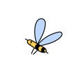 Cute flying bee isolated element. Insect character for kids design