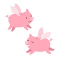 Cute flying pigs