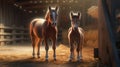 cute foals in the stable. Neural network AI generated