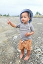 Curious toddler boy pointing somewhere Royalty Free Stock Photo