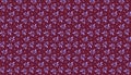 Cute folk romantic seamless pattern with blue simple flat small leaves on a burgundy-raspberry background