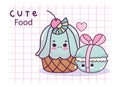 Cute food cupcake and macaroon with ribbon sweet dessert pastry cartoon