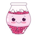 Cute food jar with cherries sweet dessert kawaii cartoon isolated design