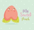 Cute food nutrition cartoon character sweet peach fruit