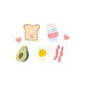 Cute food - toast, avocado egg and bacon Royalty Free Stock Photo