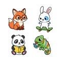 Cute Forest Animals Cartoon Collection Royalty Free Stock Photo