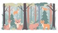 Cute Forest Animals Illustration Fox, Deer, Bear, Trees Royalty Free Stock Photo