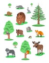 Cute forest animals kids cartoon illustration Royalty Free Stock Photo