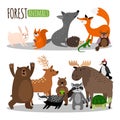 Cute forest animals vector collection isolated on white background Royalty Free Stock Photo