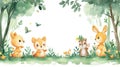 Cute forest animals in a watercolor style Royalty Free Stock Photo