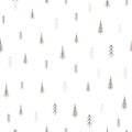 Cute forest background Light pastel seamless pattern. Simple graphic design. Vector hand drawn cartoon style.