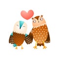 Cute forest in love couple of wild owl family