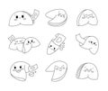 Cute fortune cookies characters. Coloring Page Royalty Free Stock Photo