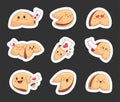 Cute fortune cookies characters. Sticker Bookmark Royalty Free Stock Photo