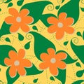 Garden theme vector seamless pattern, elements with shades.