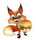 Cute Fox cartoon character with burger