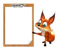 Cute Fox cartoon character with exam pad