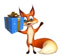 Cute Fox cartoon character with gift box Royalty Free Stock Photo