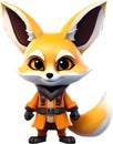 Cute Fox in a cartoon character. AI-Generated.