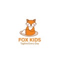 Cute Fox cartoon illustration smile and happy for animal orange logo design