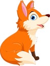 Cute fox cartoon sitting. Funny and adorable