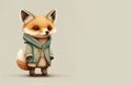 Cute fox with clothes, pastel color, vulpes animal greeting card, fairy tale character, smart and sly, generative AI