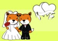 Cute fox couple cartoon cute married background