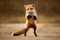 cute fox dancing in the middle of a jungle, road, ground Generative AI.