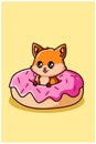 Cute fox on the donuts