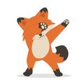 Cute Fox Dub dancing sign cartoon vector