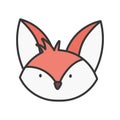 Cute fox head cartoon on white background Royalty Free Stock Photo