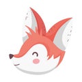 Cute fox head cartoon on white background Royalty Free Stock Photo