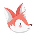 Cute fox head cartoon on white background Royalty Free Stock Photo