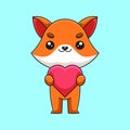 cute fox holding love hearth cartoon doodle art hand drawn concept vector kawaii icon illustration Royalty Free Stock Photo