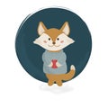 Cute fox. Kawaii cartoon animal character in clothes. Vector illustration for kids and babies fashion