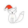 Cute fox. New Year and Christmas holiday card