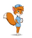 Cute fox nurse in uniform