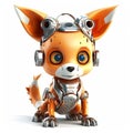 Cute fox robot, robotic animal isolated over white background. Created with generative Ai Royalty Free Stock Photo