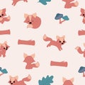Cute fox in a seamless pattern design Royalty Free Stock Photo