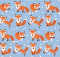 Cute fox seamless pattern. Foxy endless background, texture.