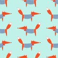 Cute fox seamless pattern.