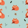 Cute or kawaii fox seamless pattern Royalty Free Stock Photo