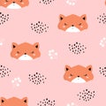 Cute fox seamless pattern