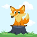 Cute fox sits. Vector illustration with an animal in cartoon style Royalty Free Stock Photo