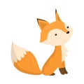 Cute fox is sitting sideways. Vector illustration isolated on white background Royalty Free Stock Photo