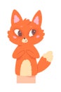 Cute fox sock toy for puppet show, funny baby animal character, hand or finger doll Royalty Free Stock Photo