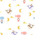 Cute foxes seamless pattern