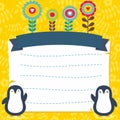 Cute Frame / Border with Adorable Penguin Vector